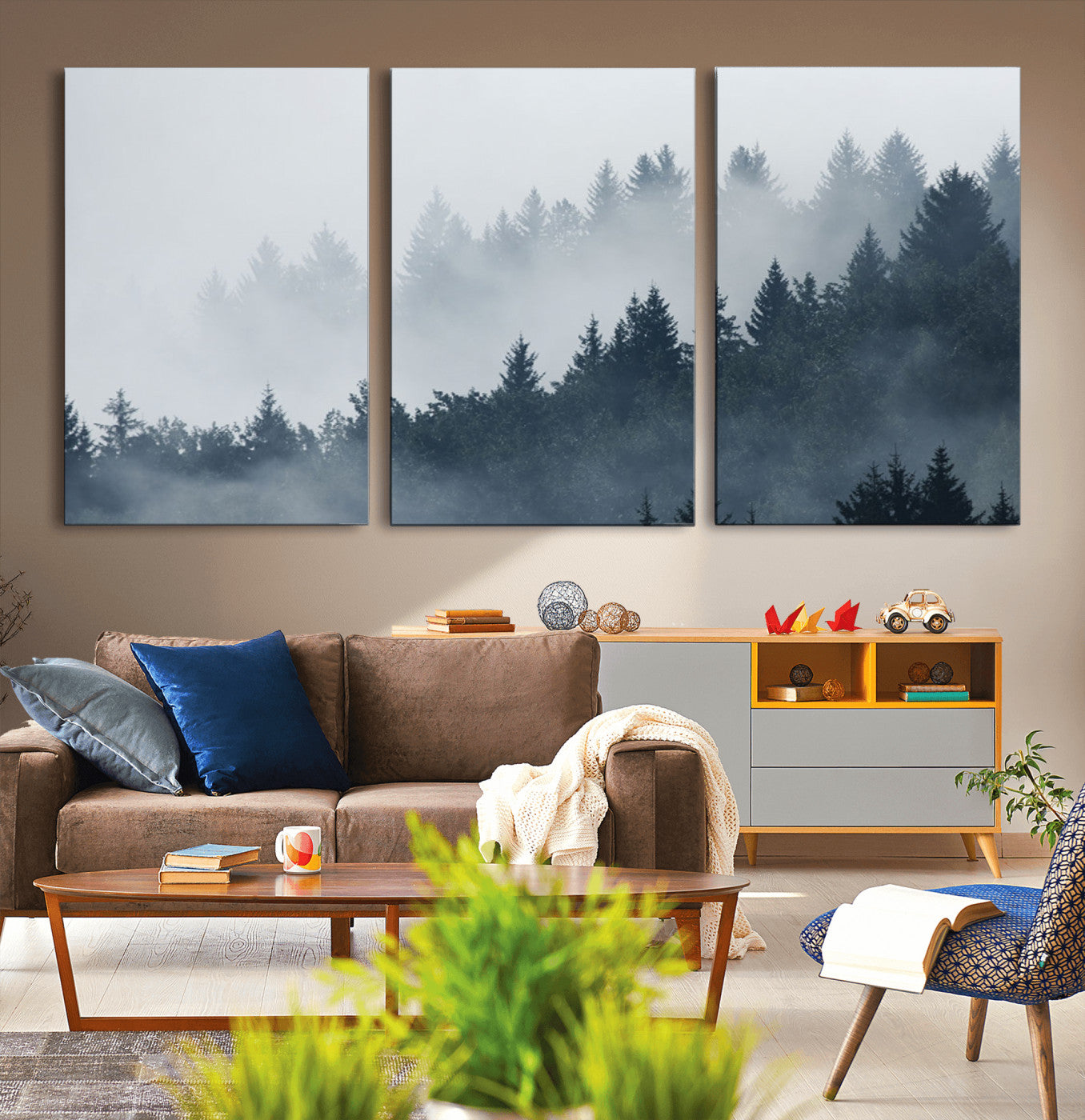 MGV-CV-60X30-3P - Foggy Pine Forest Wall Art Canvas Print