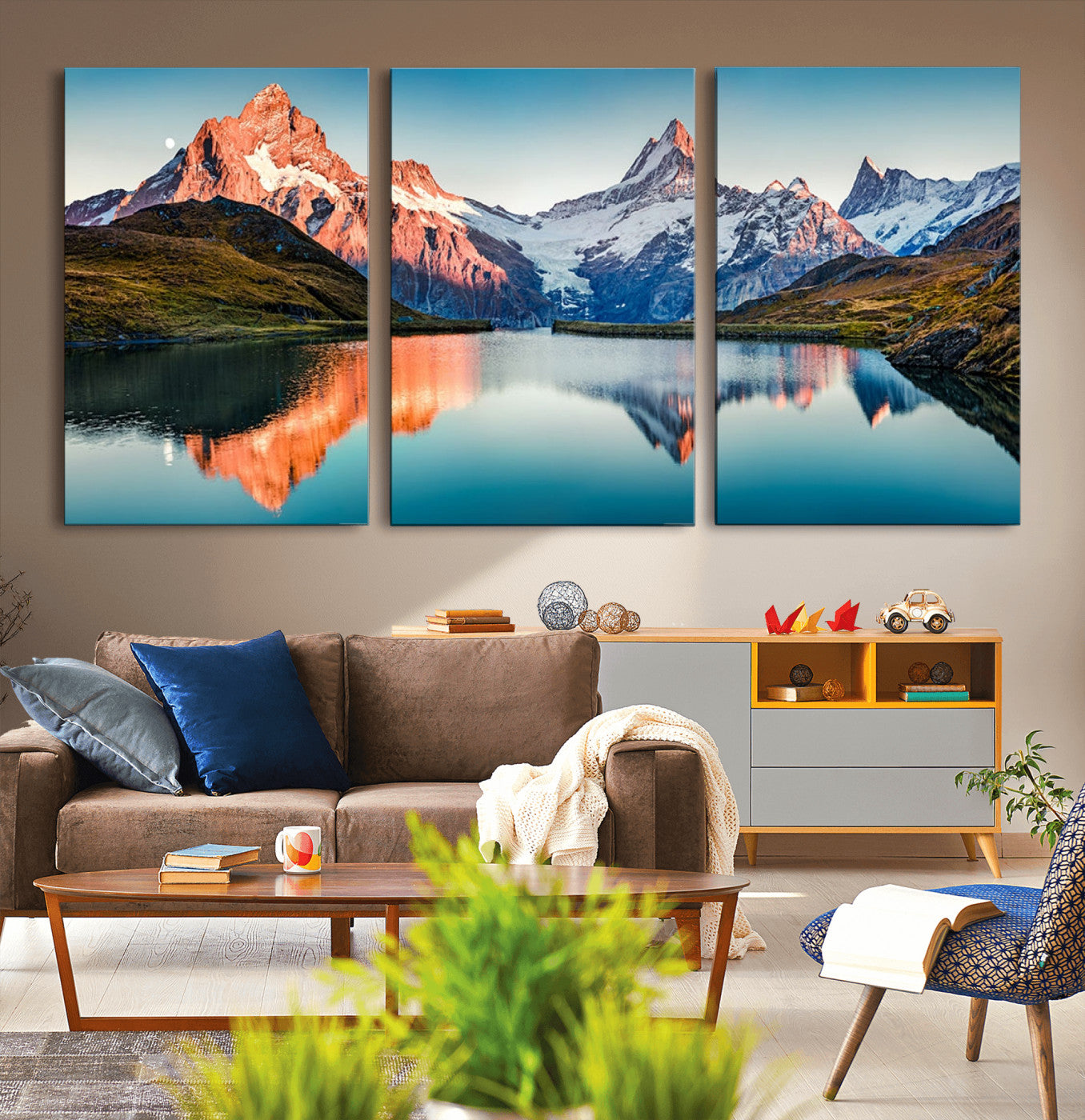 MGV-CV-60X30-3P - Landscape Mountain and Lake View Wall Art Canvas Print