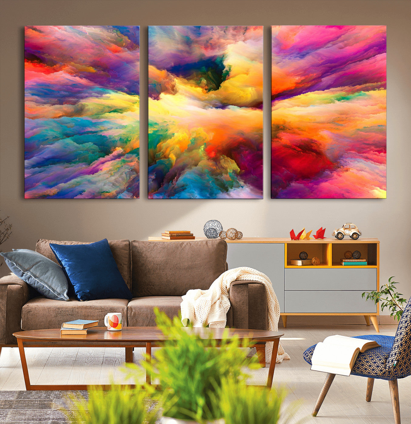 MGV-CV-60X30-3P - Blazing Vibrant Colors Cloud Wall Art Canvas Print