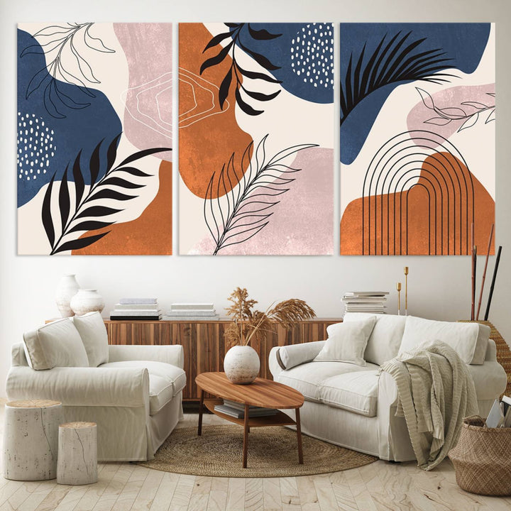 Boho Wall Art Canvas Print Set Mid-Century Prints Boho Wall Artwork Prints Boho Neutre