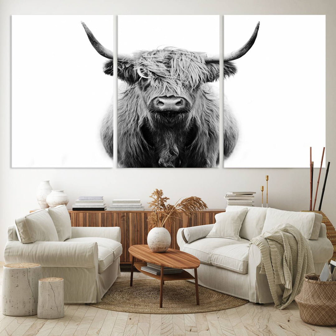 Highland Cow Canvas hanging prominently.