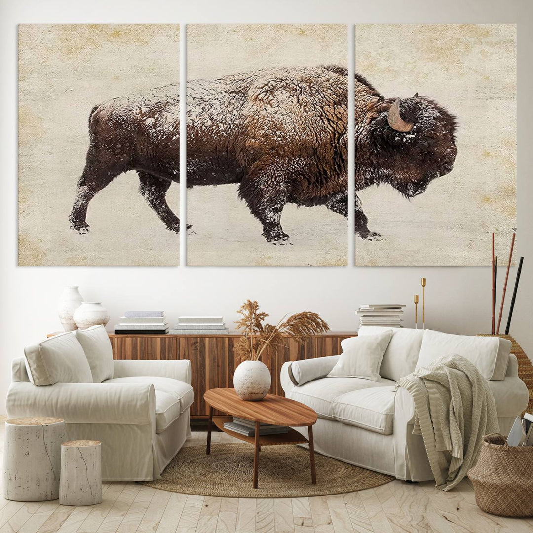 Buffalo Wall Art above a sideboard.