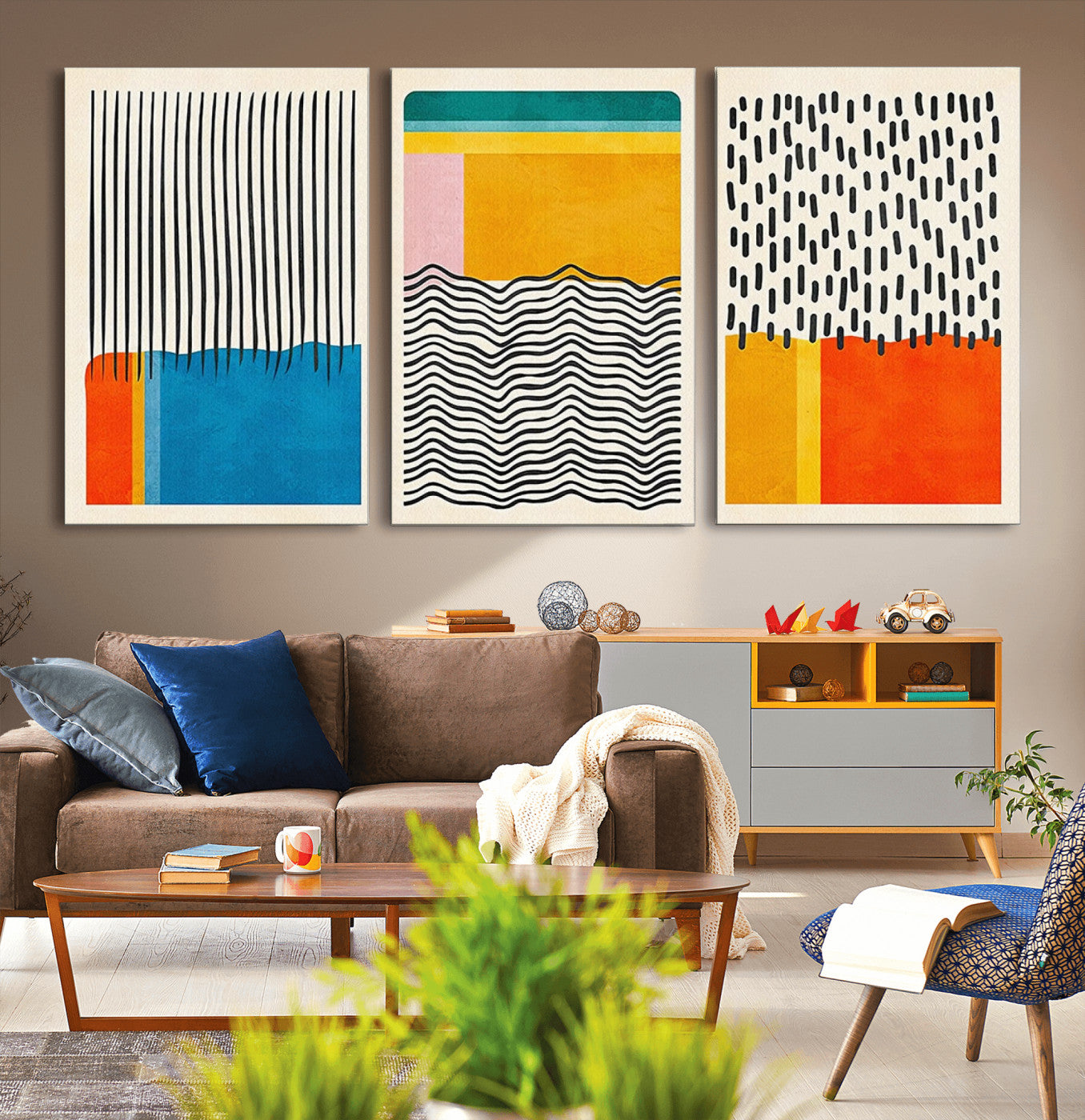 MGV-CV-60X30-3P - Canvas Print Wall Art Abstract Illustrs Art Boho, Framed Abstract Boho Art