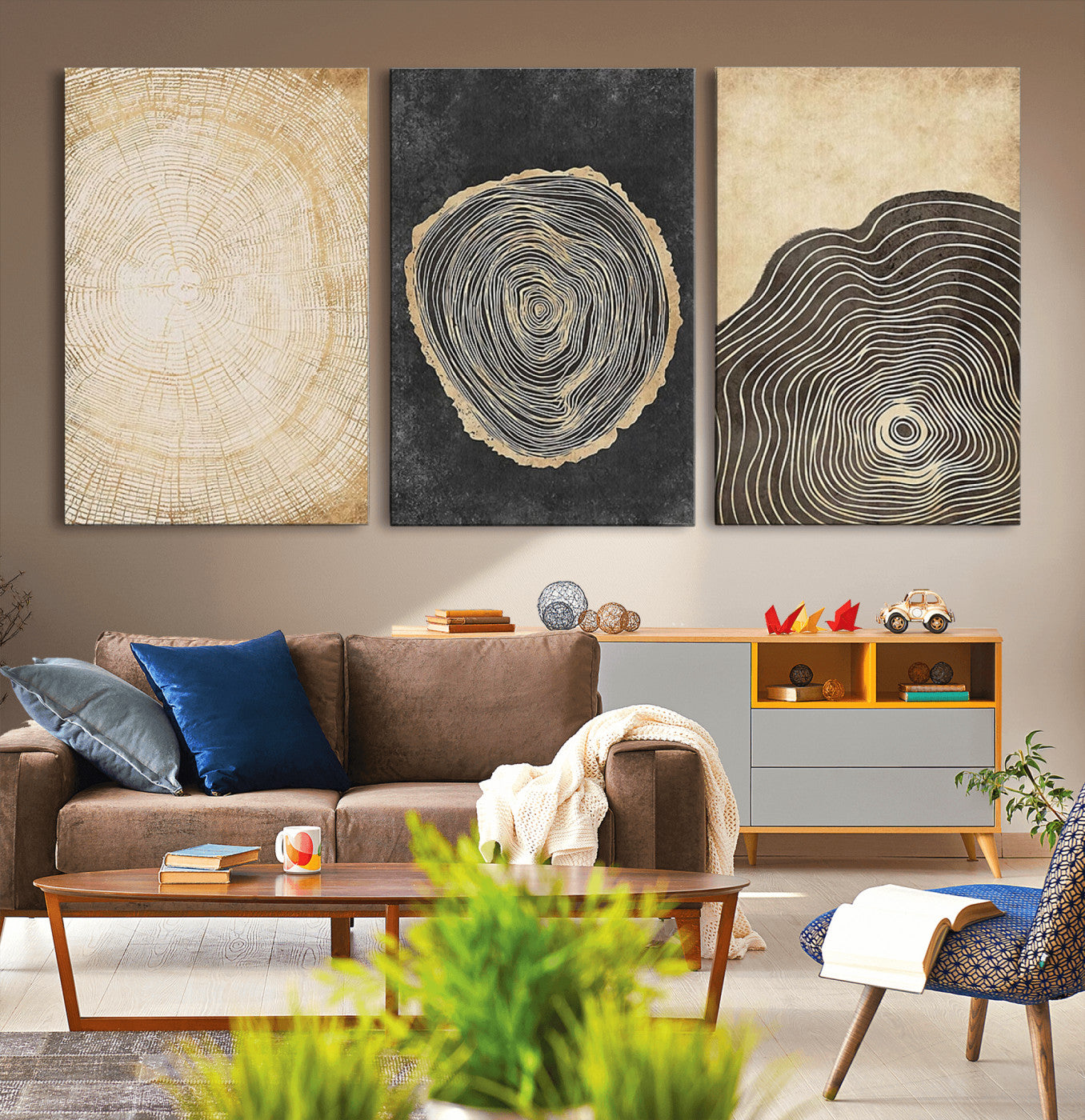 77785-MGV-CV-36X24-Tree Rings Canvas Wall Art Print – Minimalist Natural History in Modern Decor - Minimalist Boho Wall