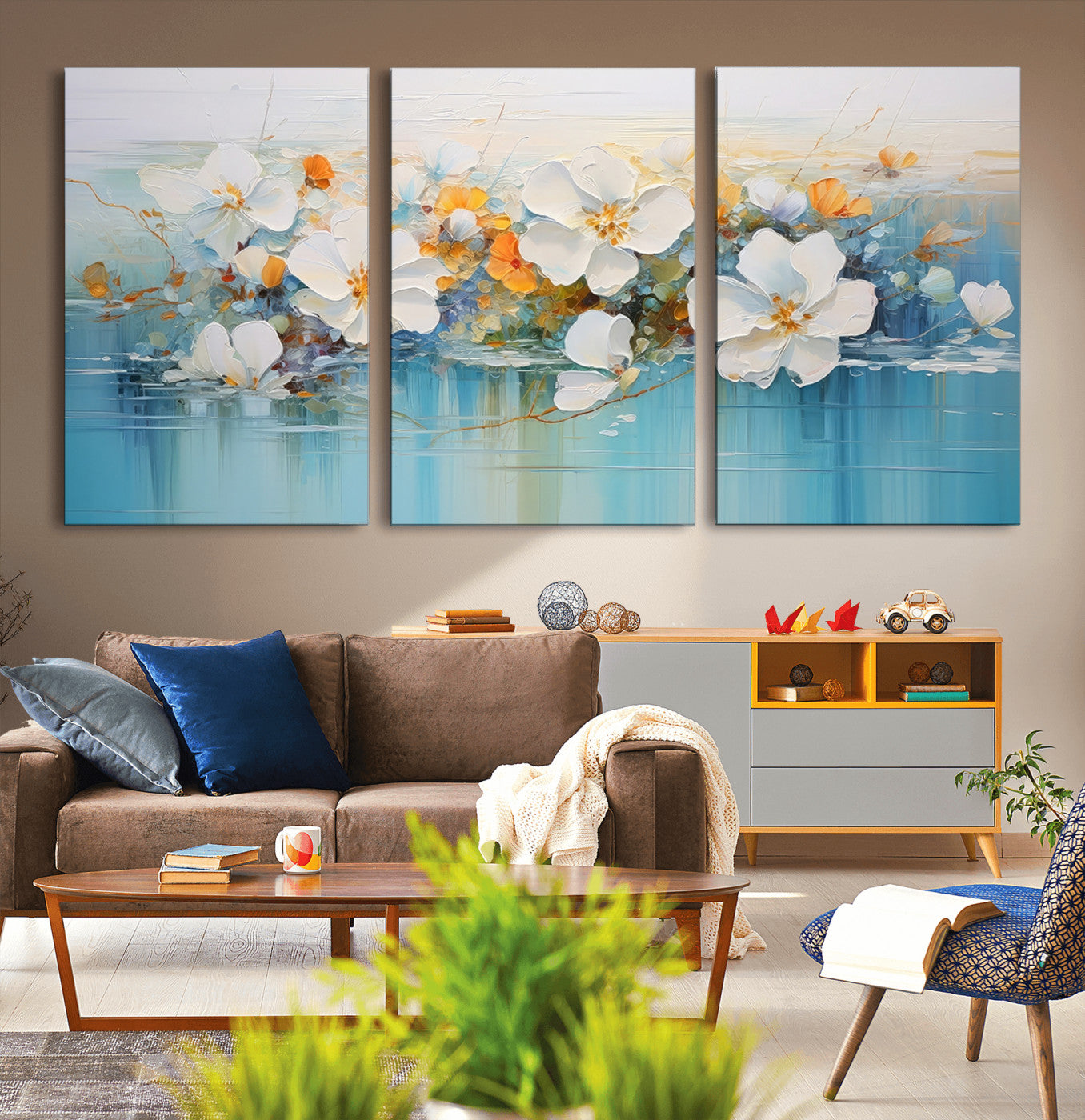 MGV-CV-60X30-3P - Abstract Flower Wall Art Canvas Print