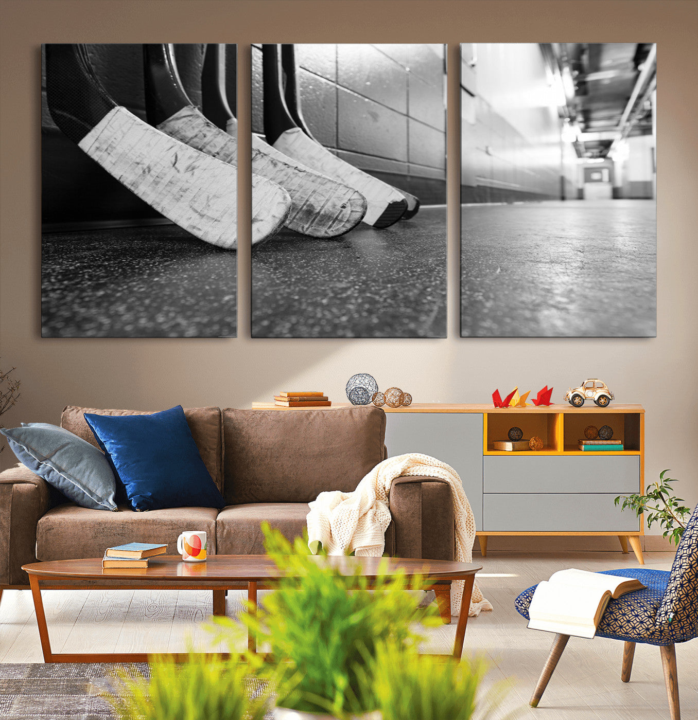 MGV-CV-60X30-3P - Ice Hockey Wall Art Canvas Print