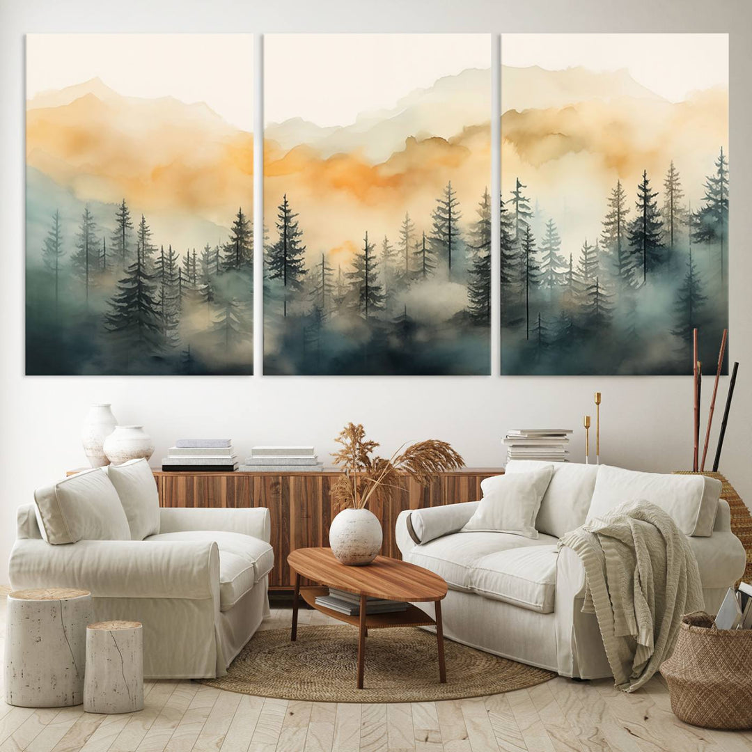 Abstract Forest Print - Mountain Wall Art showcasing a captivating design.