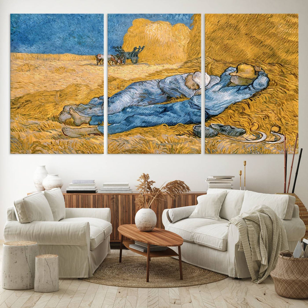 A Vincent Van Gogh Nature canvas print depicting resting farmers.