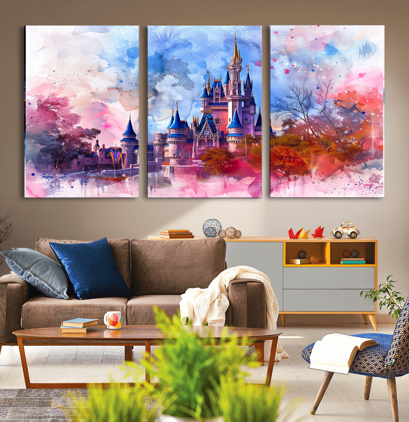 MGV-CV-60X30-3P - Disney Wall Art: Dreamy Watercolor Cinderella Castle Canvas Print