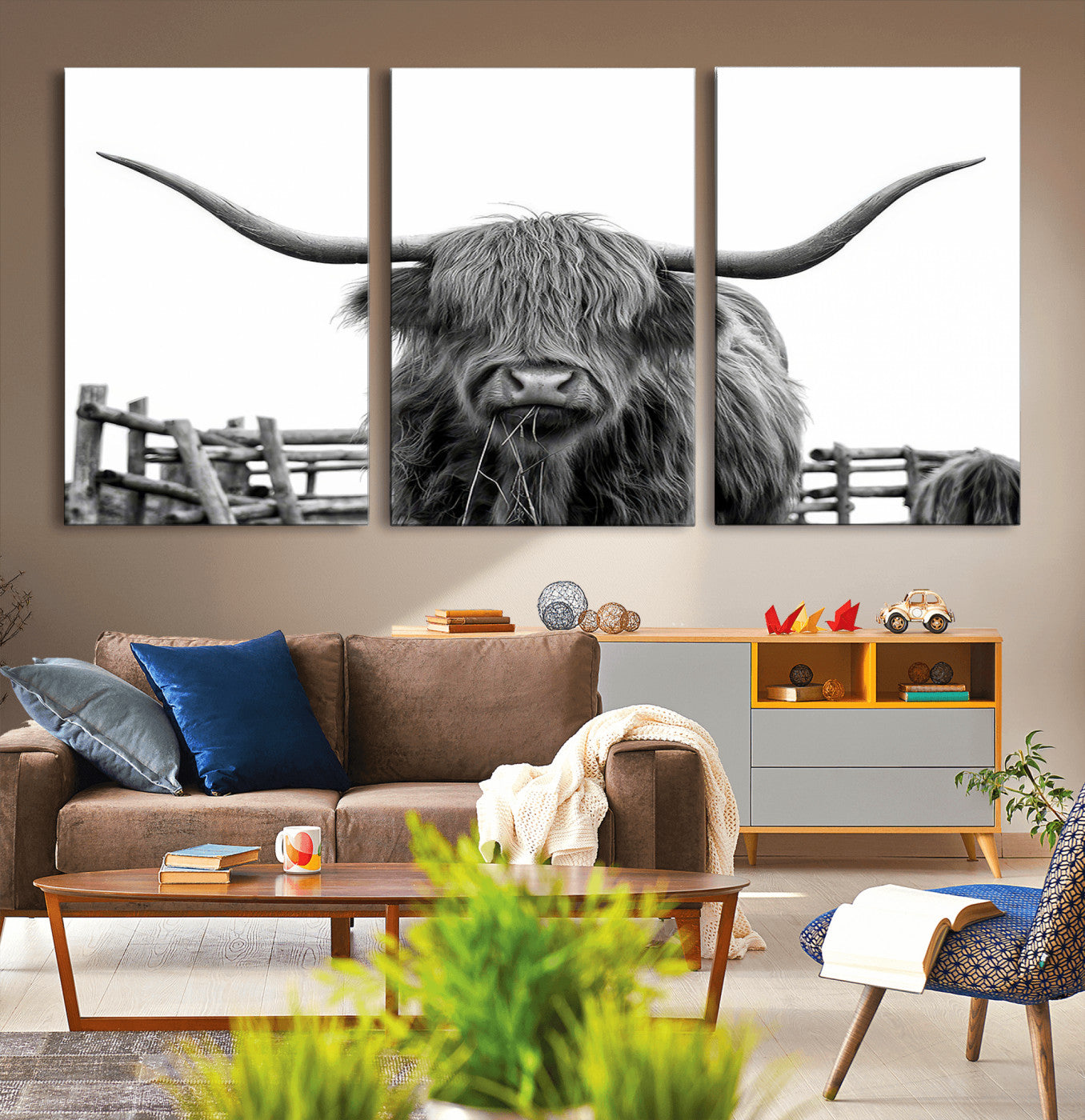 58188-MGV-CV-36X24-Longhorn Canvas Print, Bighorn Cow Wall Art Canvas Print