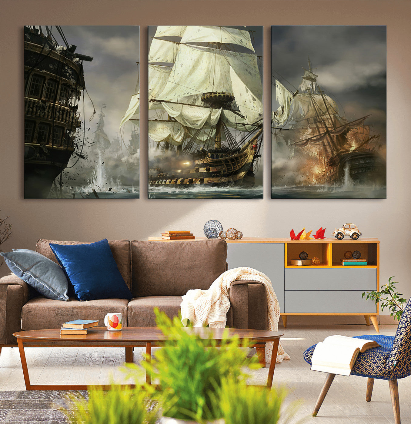 MGV-CV-60X30-3P - Pirate Ship War Wall Art Canvas Print