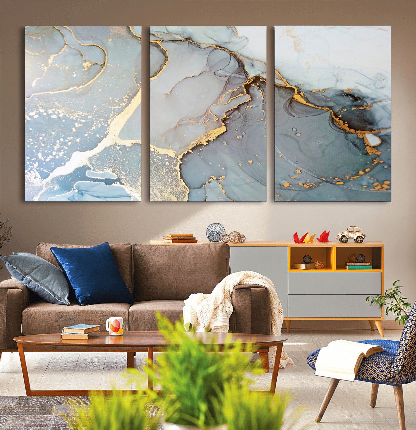 -Large Abstract Marble Wall Art Canvas Print for Living Room and Farmhouse Decor