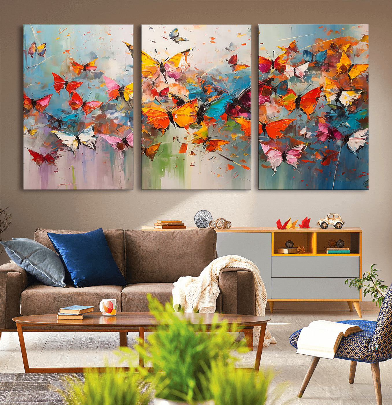 -Abstract Butterfly Wall Art Canvas Print