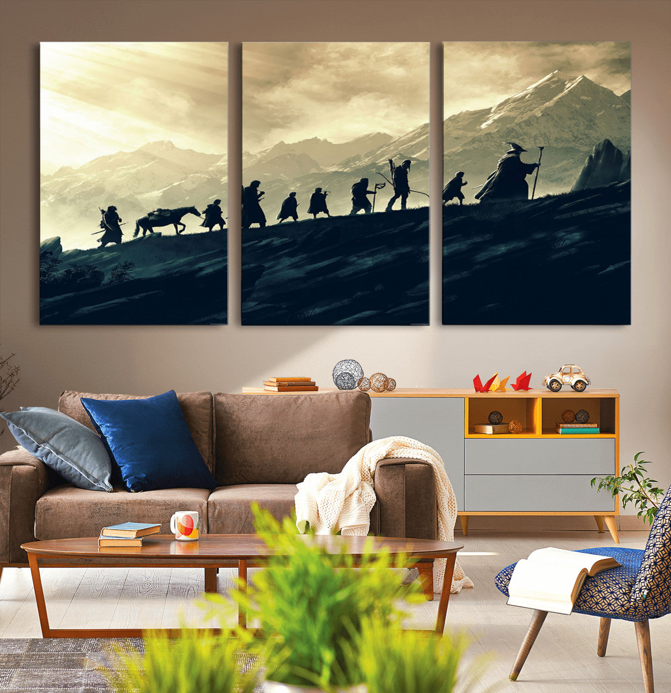 41574-MGV-CV-36X24-Lord of the Rings Silhouette Wall Art Capturing the Epic Quest Through Middle-Earth - The