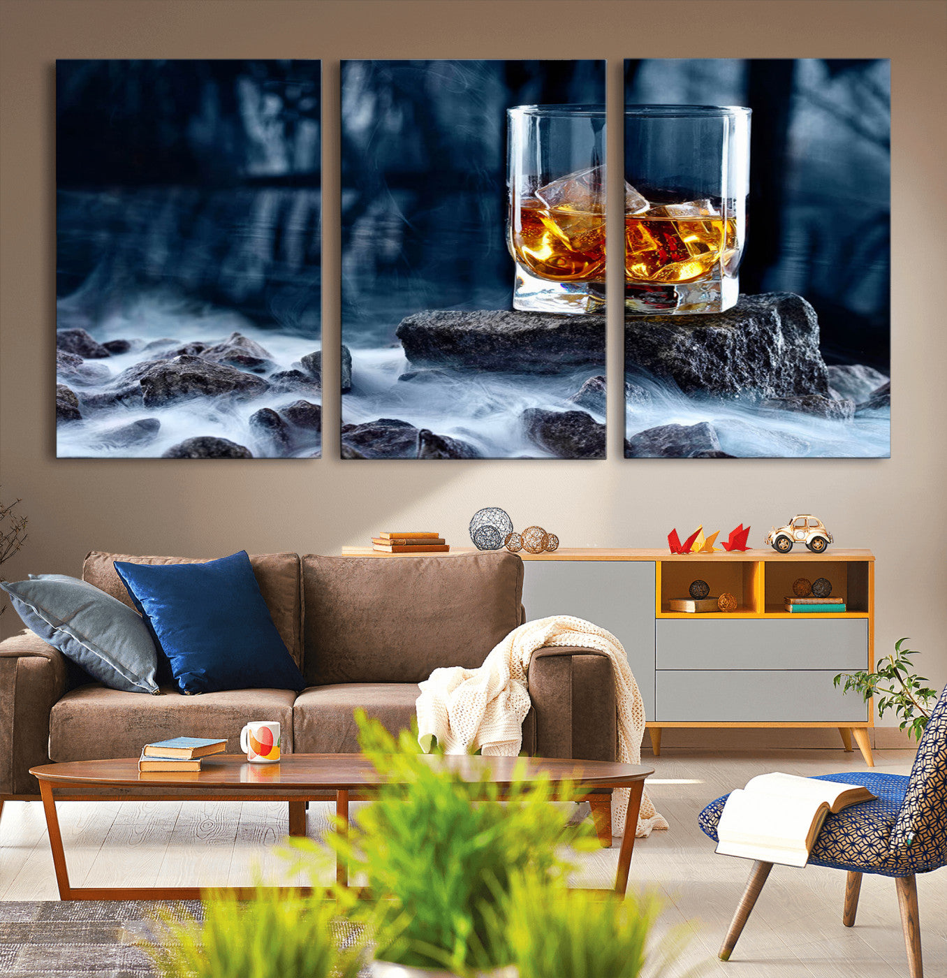 MGV-CV-60X30-3P - Whiskey Ice Wall Art Canvas Print