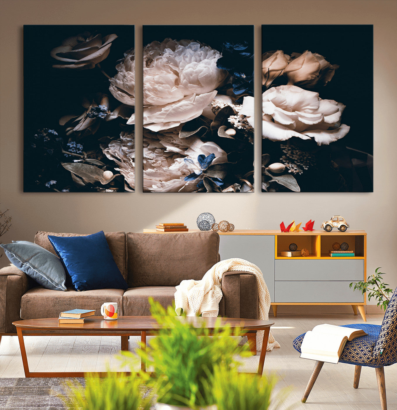 MGV-CV-60X30-3P - Pink Peonies Flowers Large Canvas Art Print