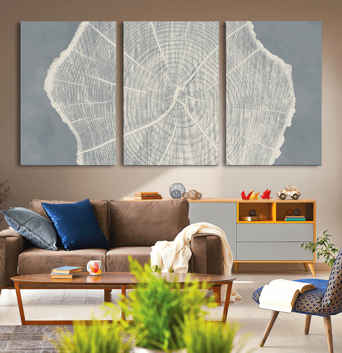 25547-MGV-CV-36X24-Abstract Tree Ring Wall Art Canvas Print – Nature-Inspired, Ready to Hang, Modern Home Decor