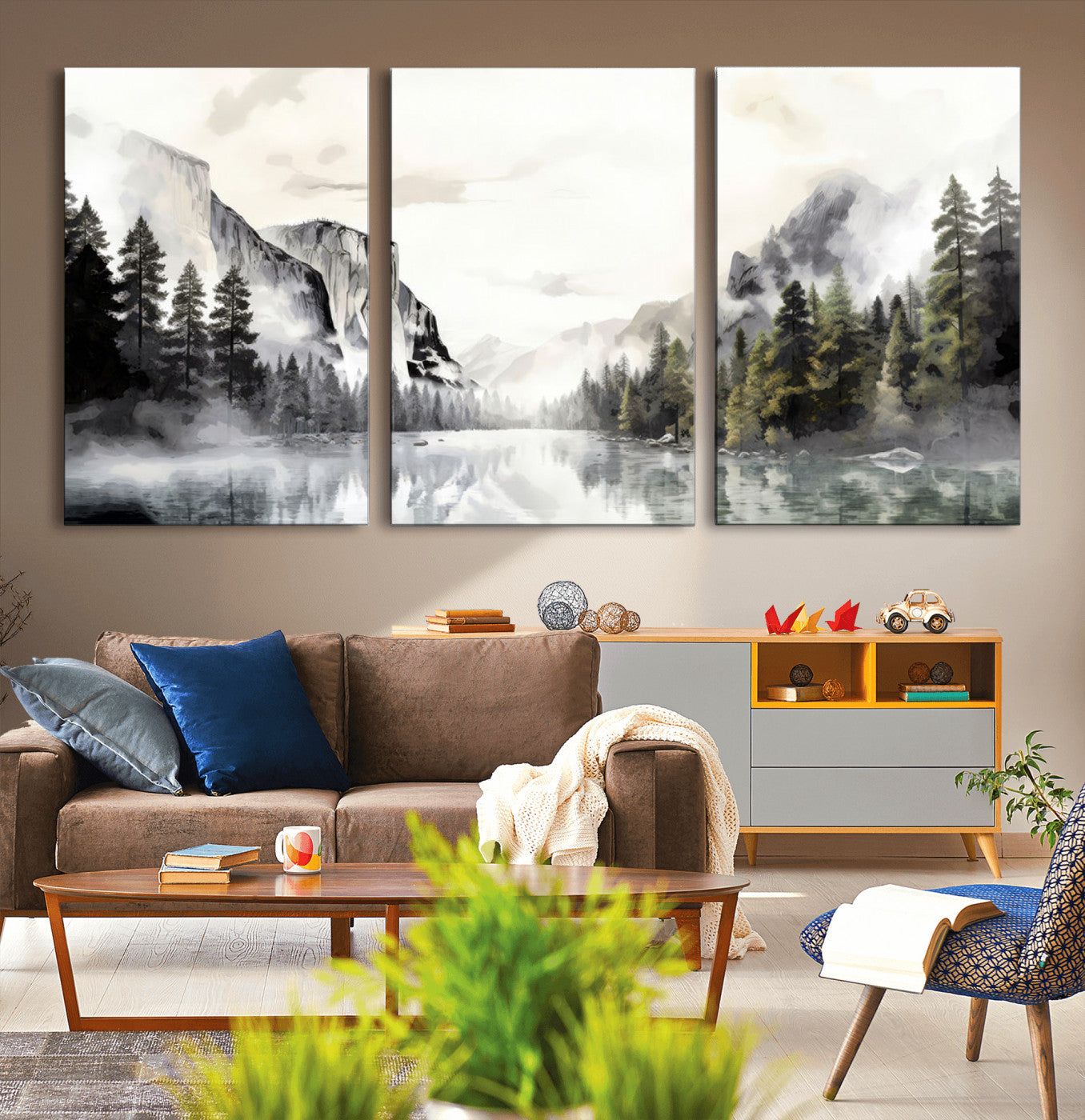 MGV-CV-60X30-3P - Yosemite Valley Wall Art Canvas Print – Framed and Ready to Hang – Majestic Nature Landscape Décor