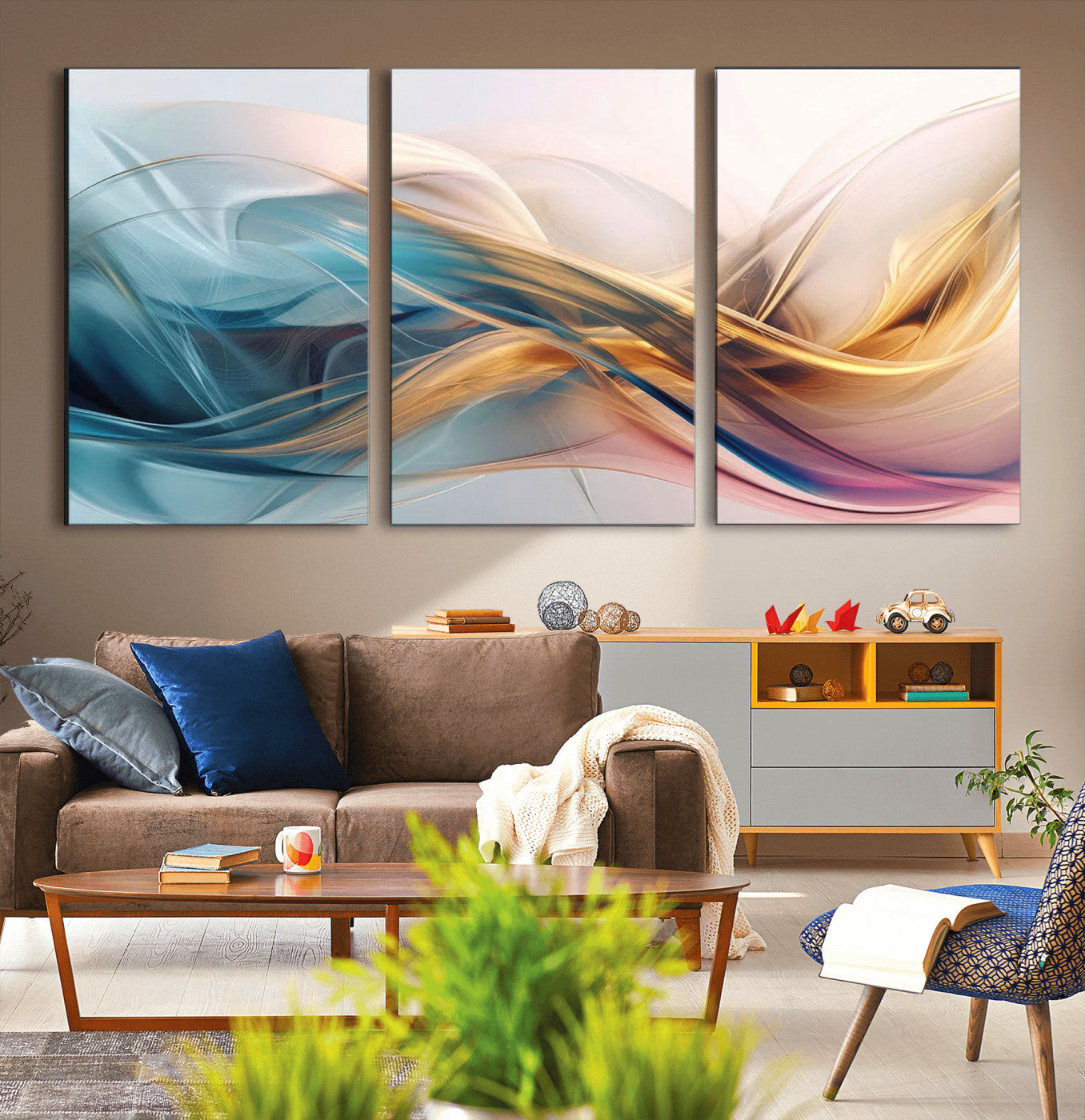 -Abstract Flowing Colors Wall Art Canvas Print