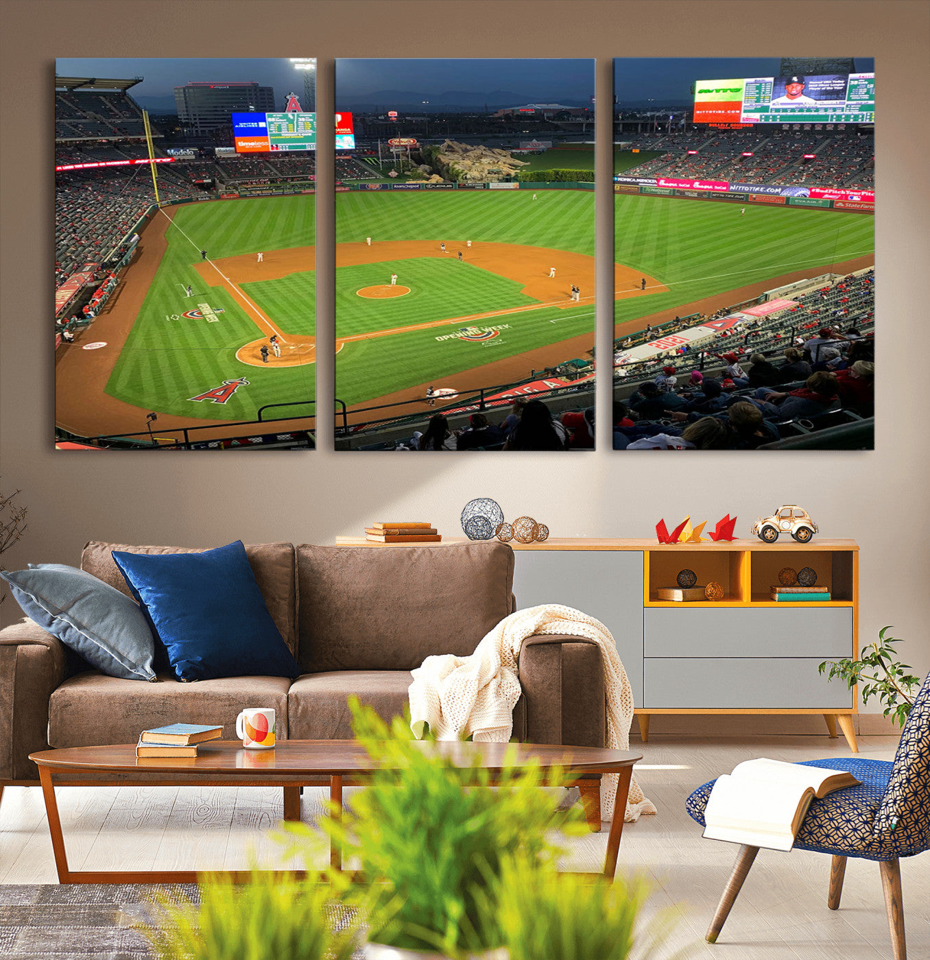MGV-CV-60X30-3P - Angel Stadium Aerial View – Los Angeles Angels Baseball Canvas Print, Framed, Ready to Hang