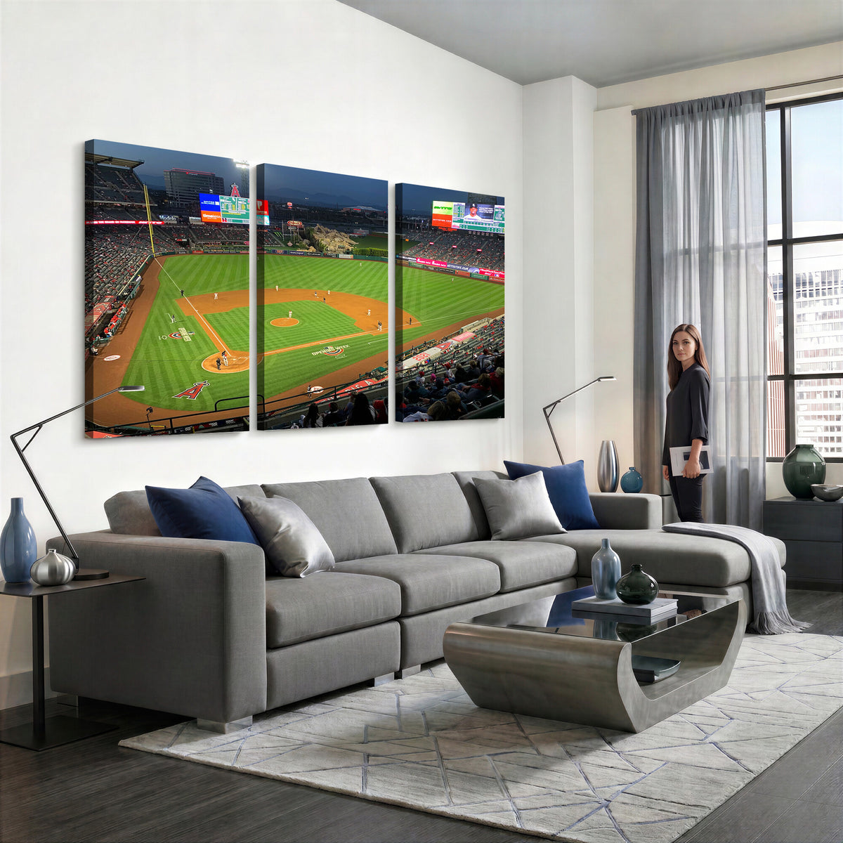 93707-MGV-CV-36X24 - Angel Stadium Aerial Canvas Print | Los Angeles Angels Baseball