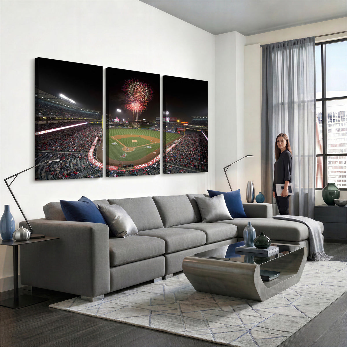 63592-MGV-CV-36X24 - Angel Stadium in Los Angeles Stadium Wall Art Canvas Print