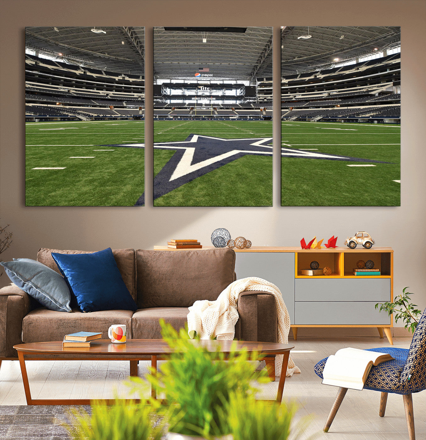 14834-MGV-CV-36X24-Dallas Cowboys Football Team Print - Arlington AT&T Stadium Wall Art Canvas Print