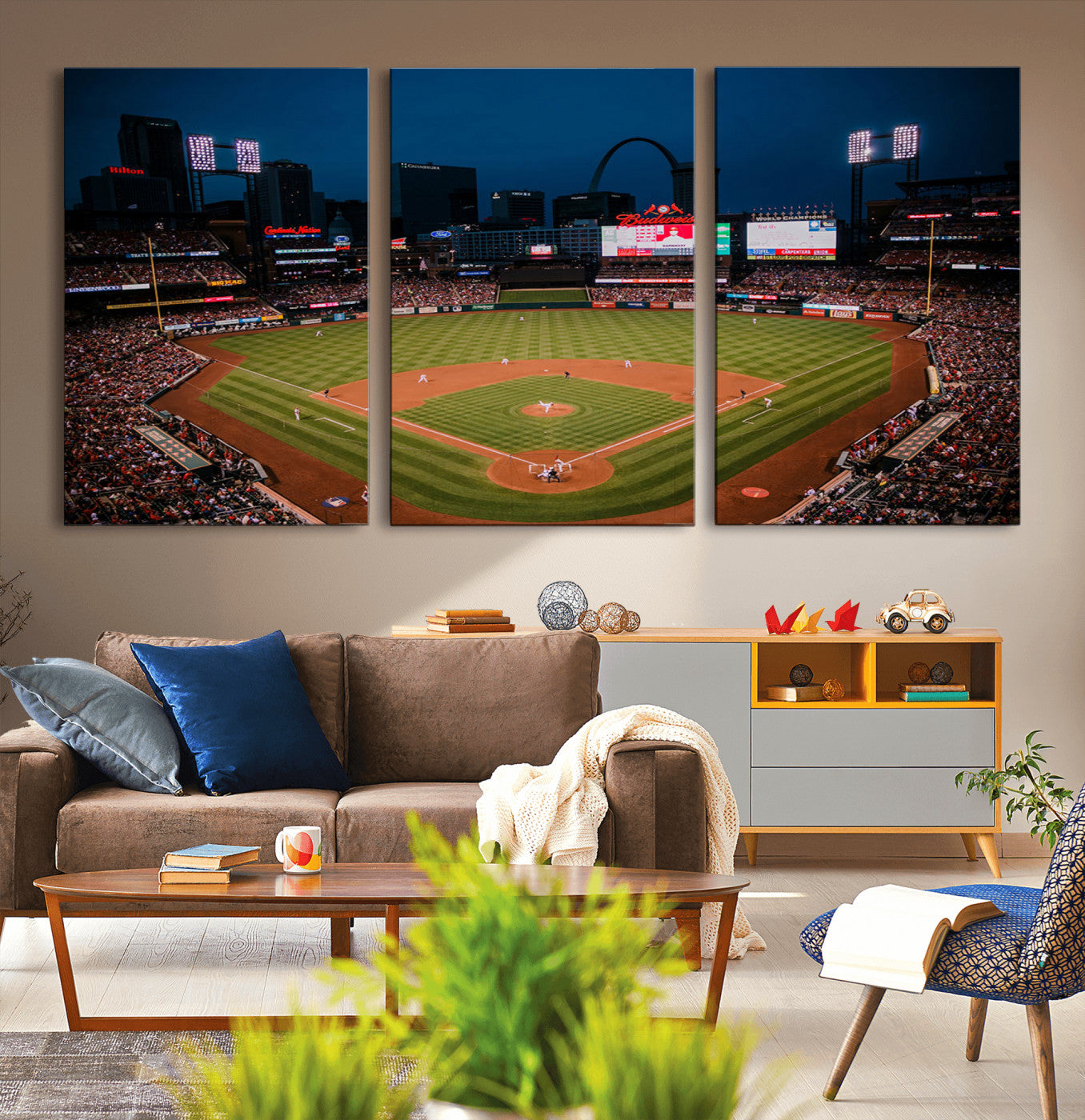 38612-MGV-CV-36X24-St. Louis Cardinals Baseball Team Print - Busch Stadium Wall Art Canvas Print