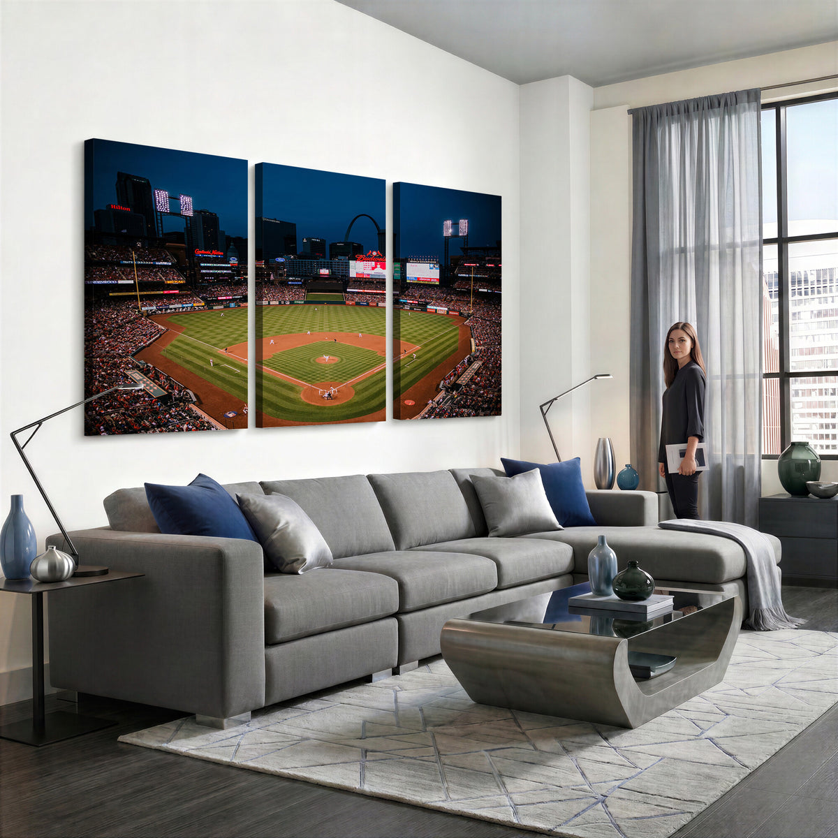 38612-MGV-CV-36X24 - St. Louis Cardinals Baseball Team Print - Busch Stadium Wall Art