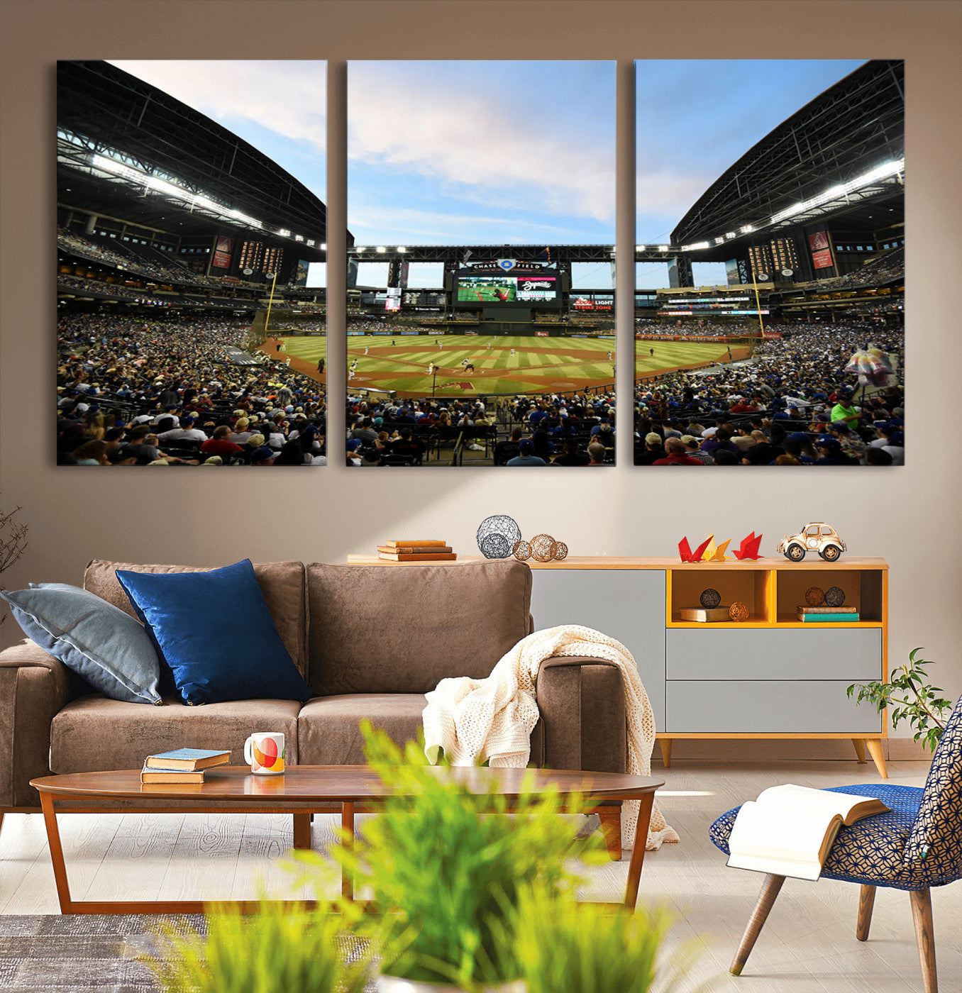 MGV-CV-60X30-3P - Arizona Diamondbacks Baseball Team Print - Phoenix Chase Field Stadium Wall Art Canvas Print