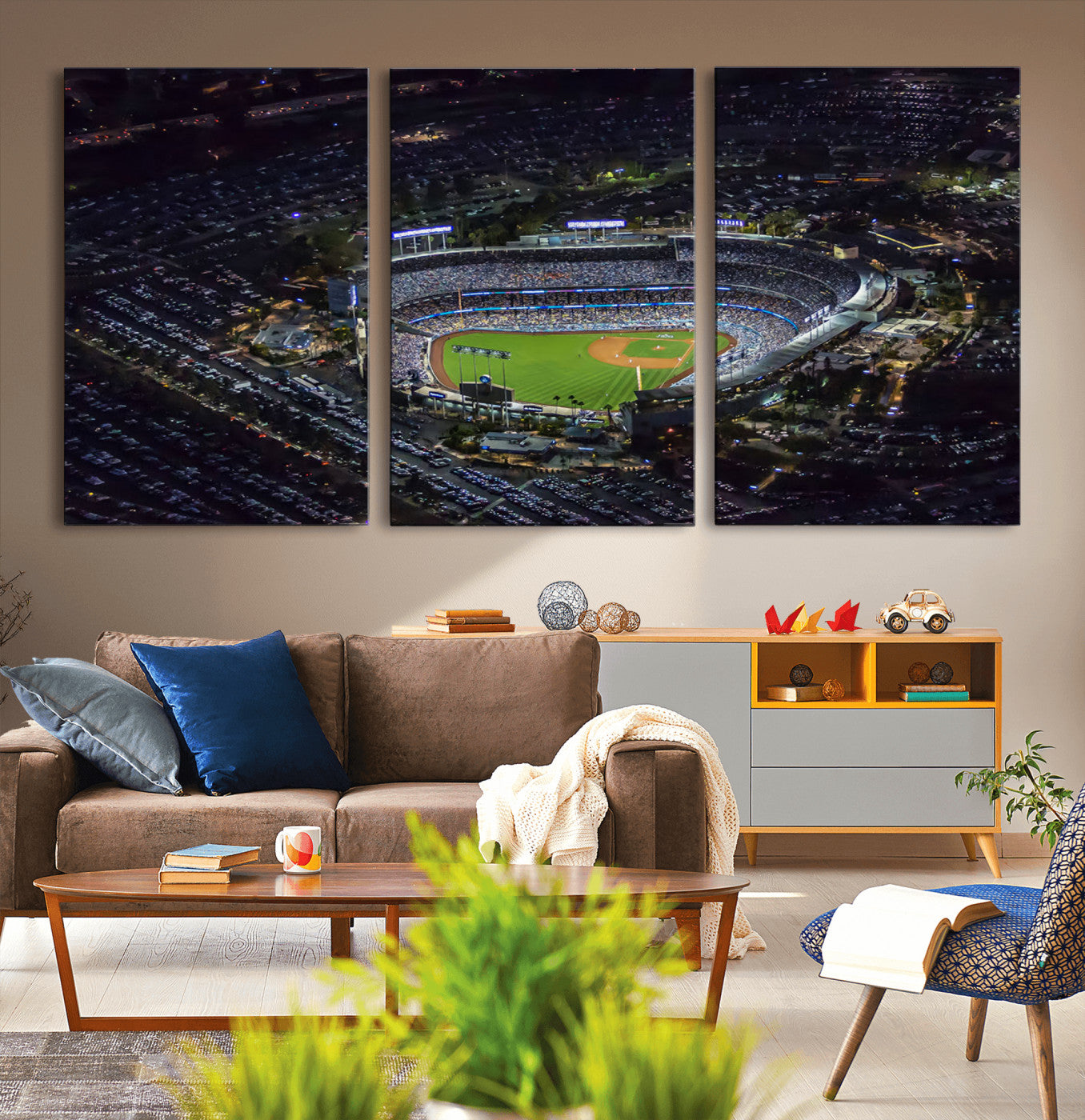 16515-MGV-CV-36X24-Los Angeles Dodgers Baseball Team Print - California Dodger Stadium Wall Art Canvas Print