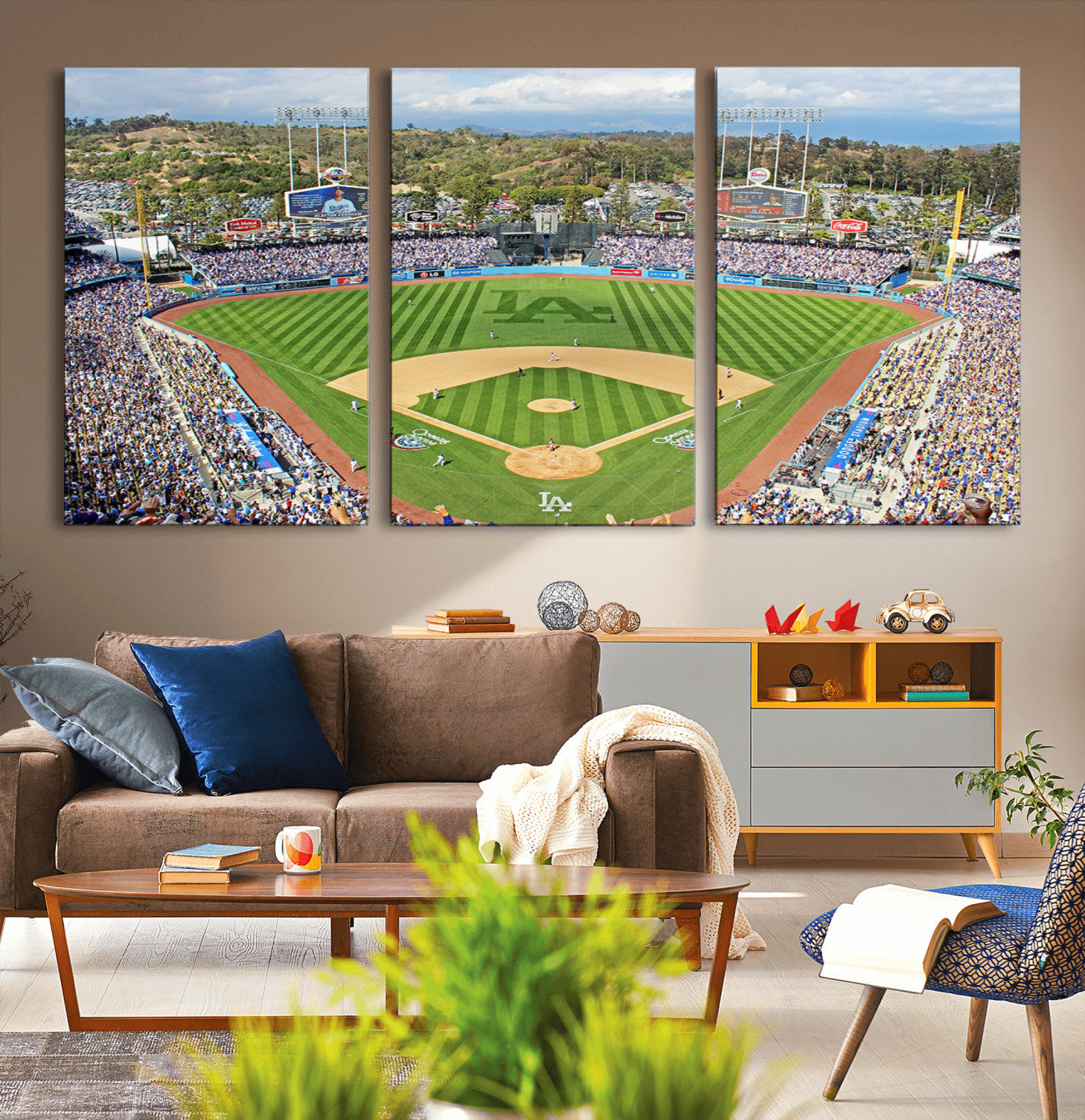 MGV-CV-60X30-3P - Citi Field Wall Art Print | 3-Panel New York Mets Baseball Stadium Canvas Print | Framed Sports Decor for Living Room, Man Cave, or Office