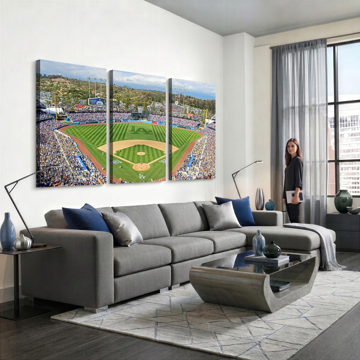 34760-MGV-CV-36X24 - Citi Field Wall Art Print | 3-Panel New York Mets Baseball Stadium Canvas Print
