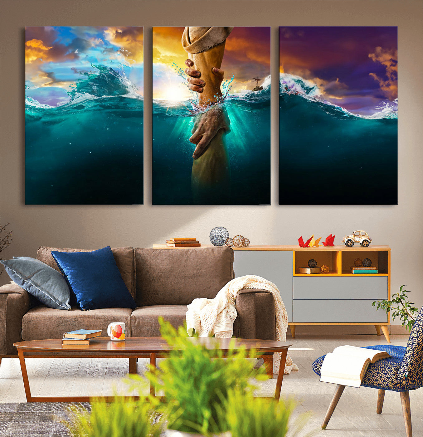 52403-MGV-CV-60X30-3P-God Hand Wall Art Canvas Print