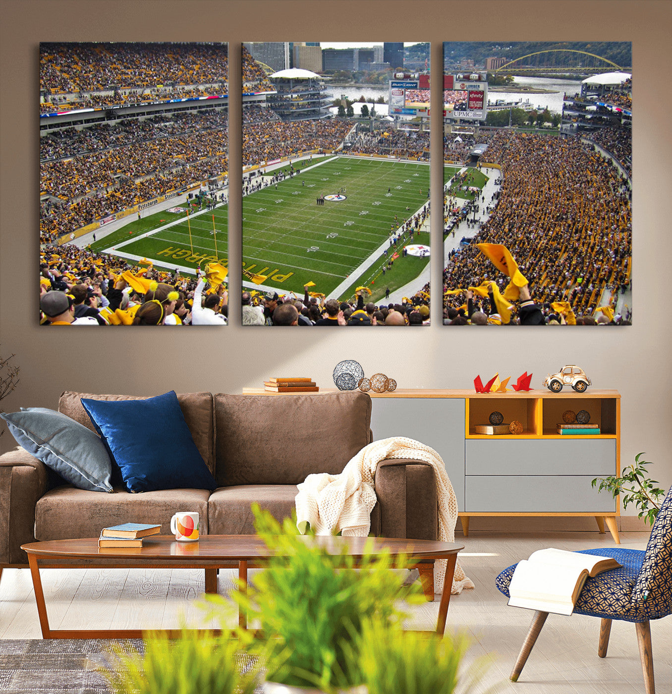 MGV-CV-60X30-3P - Pittsburgh Steelers Football Team Print - Pittsburgh Heinz Field Stadium Wall Art Canvas Print