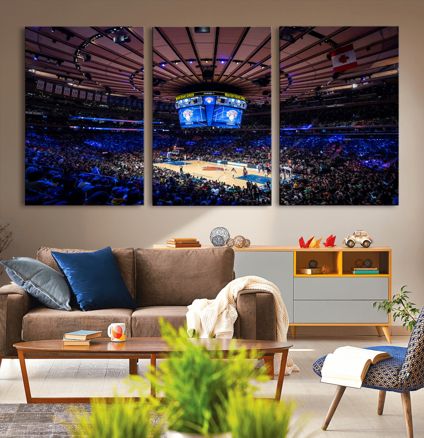 20491-MGV-CV-36X24-Madison Square Garden Basketball Print Canvas- Madison Square Garden Basketball Game Triple Canvas