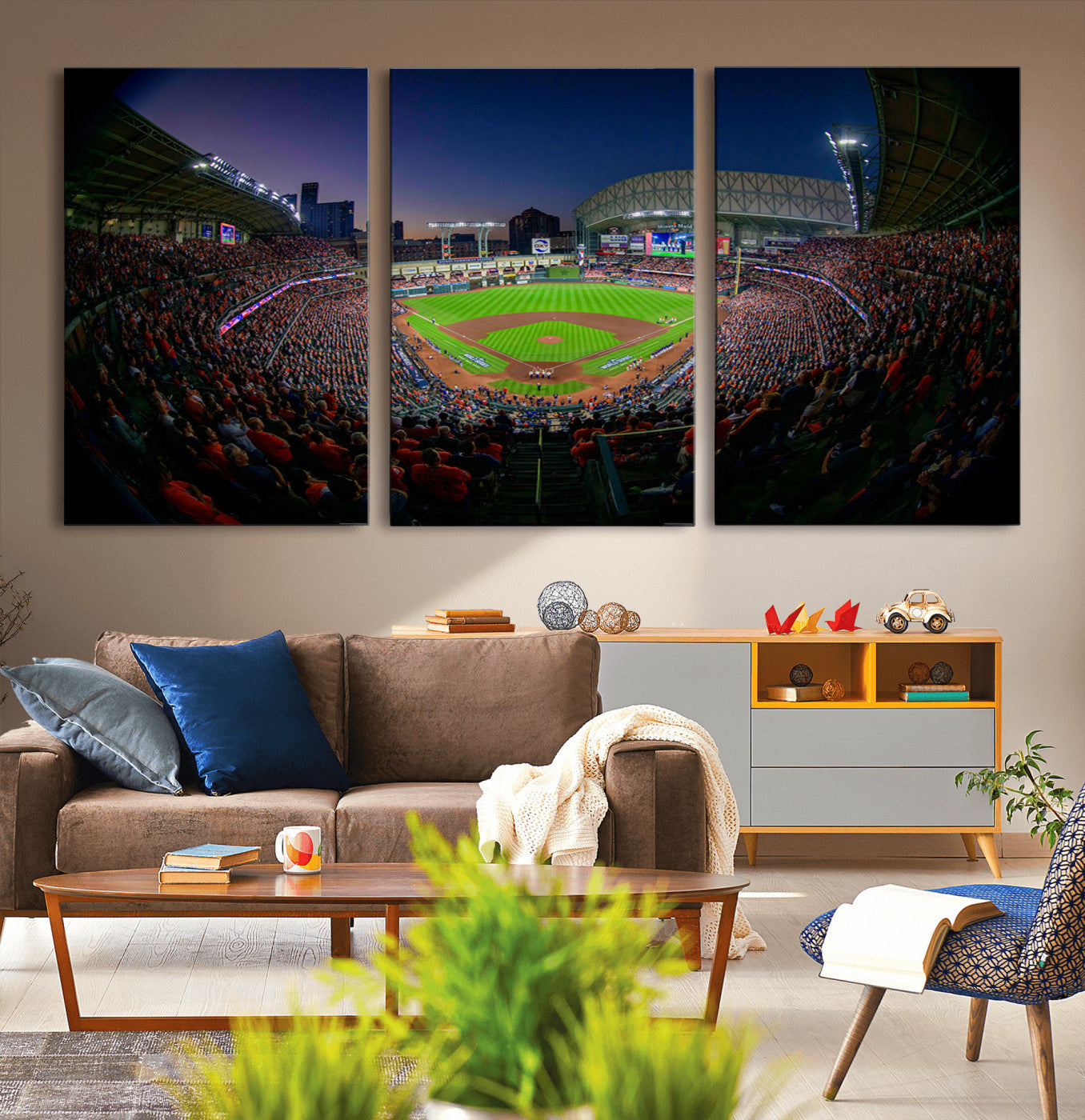 MGV-CV-60X30-3P - Houston Astros Baseball Team Print - Houston Minute Maid Park Stadium Wall Art Canvas Print