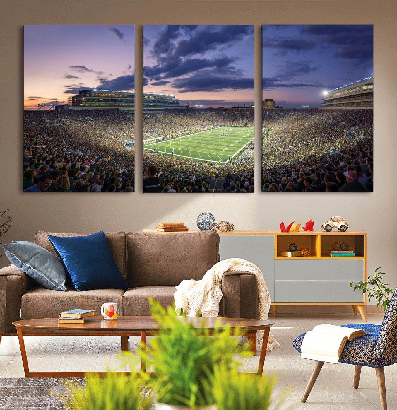 MGV-CV-60X30-3P - Notre Dame Fighting Irish Football Team Print - Notre Dame Stadium Wall Art Canvas Print