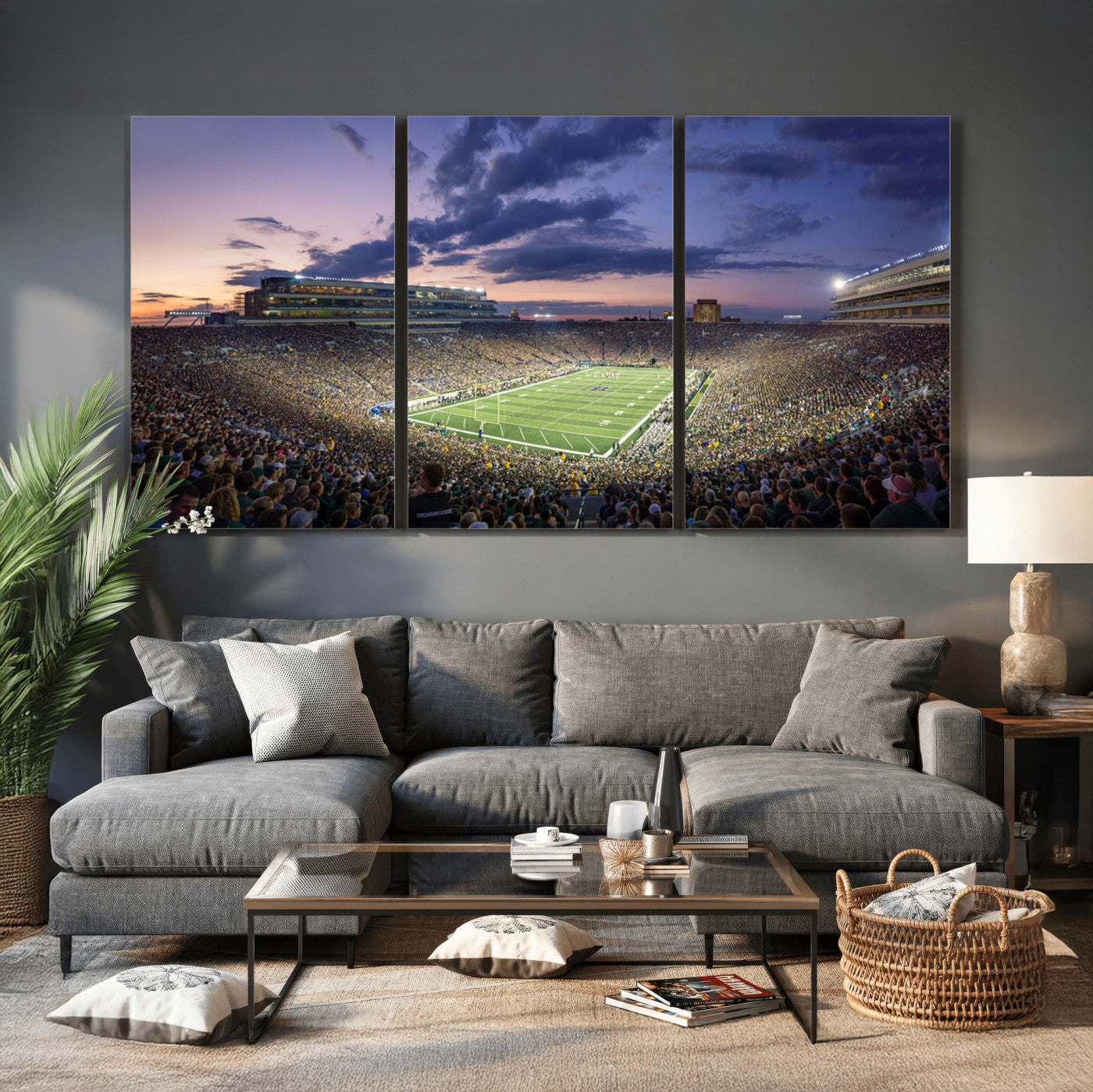 50825-MGV-CV-36X24 - Notre Dame Fighting Irish Football Team Print - Notre Dame Stadium Wall Art Canvas Print