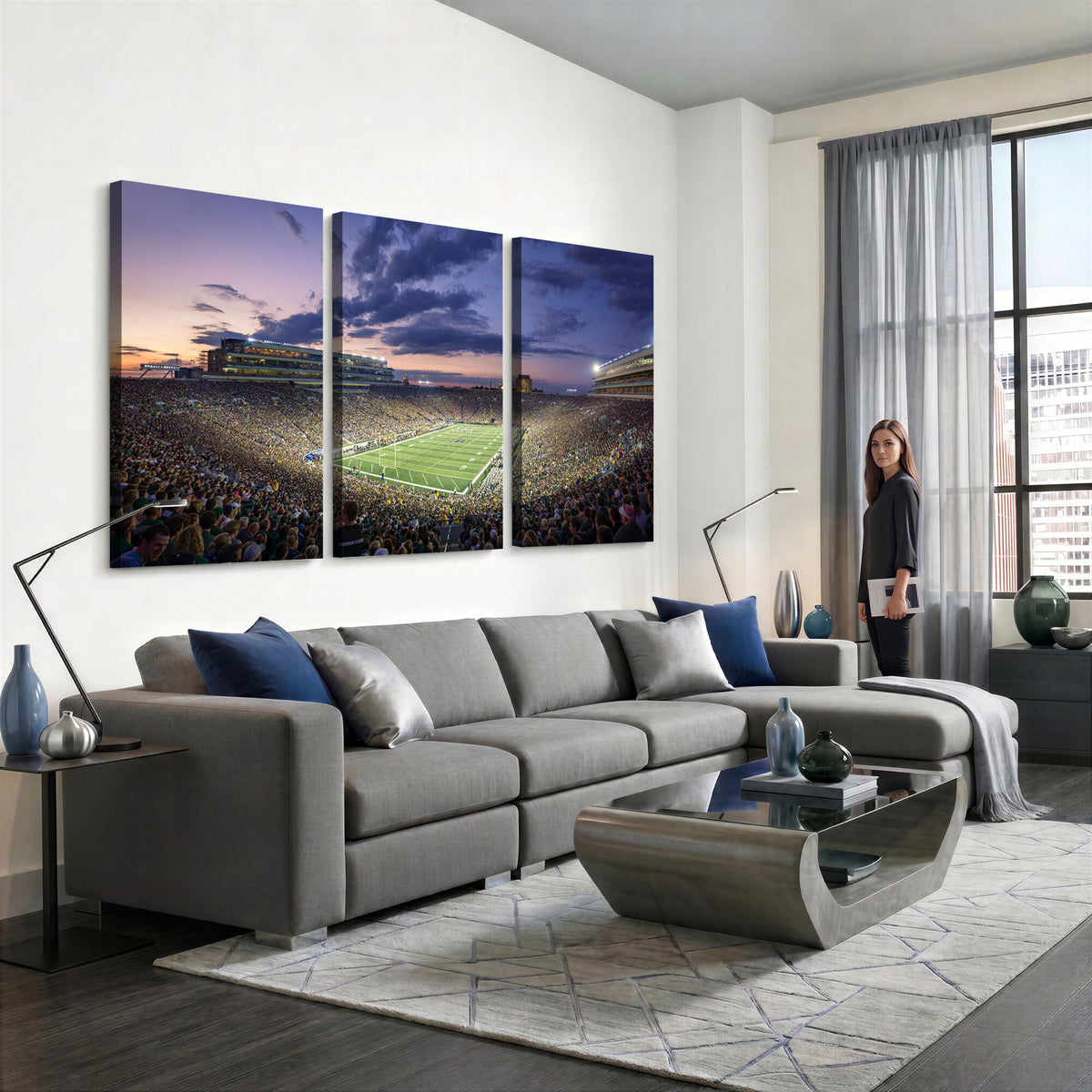 50825-MGV-CV-36X24 - Notre Dame Fighting Irish Football Team Print, Notre Dame Stadium Wall Art Canvas Print