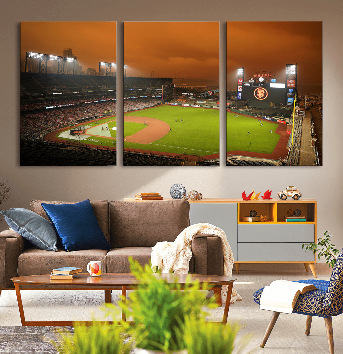 31315-MGV-CV-60X30-3P-San Francisco Giants Baseball Team Print - Oracle Park Stadium Wall Art Canvas Print