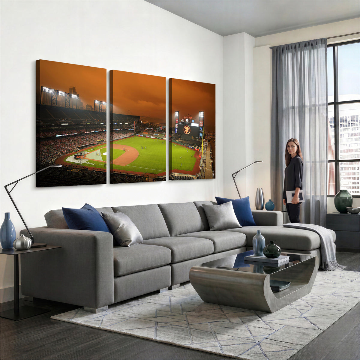31315-MGV-CV-36X24 - San Francisco Giants Baseball Team Print, Oracle Park Stadium Wall Art Canvas Print