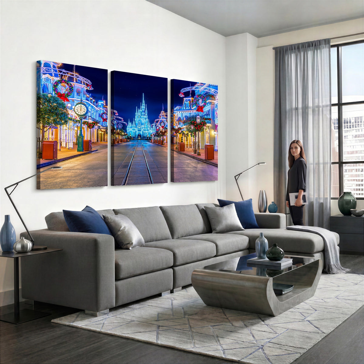 12470-MGV-CV-24X16 - Disney Wall Art | Castle Large Wall Art, Disney Magic Kingdom Print for Kids Room Decor