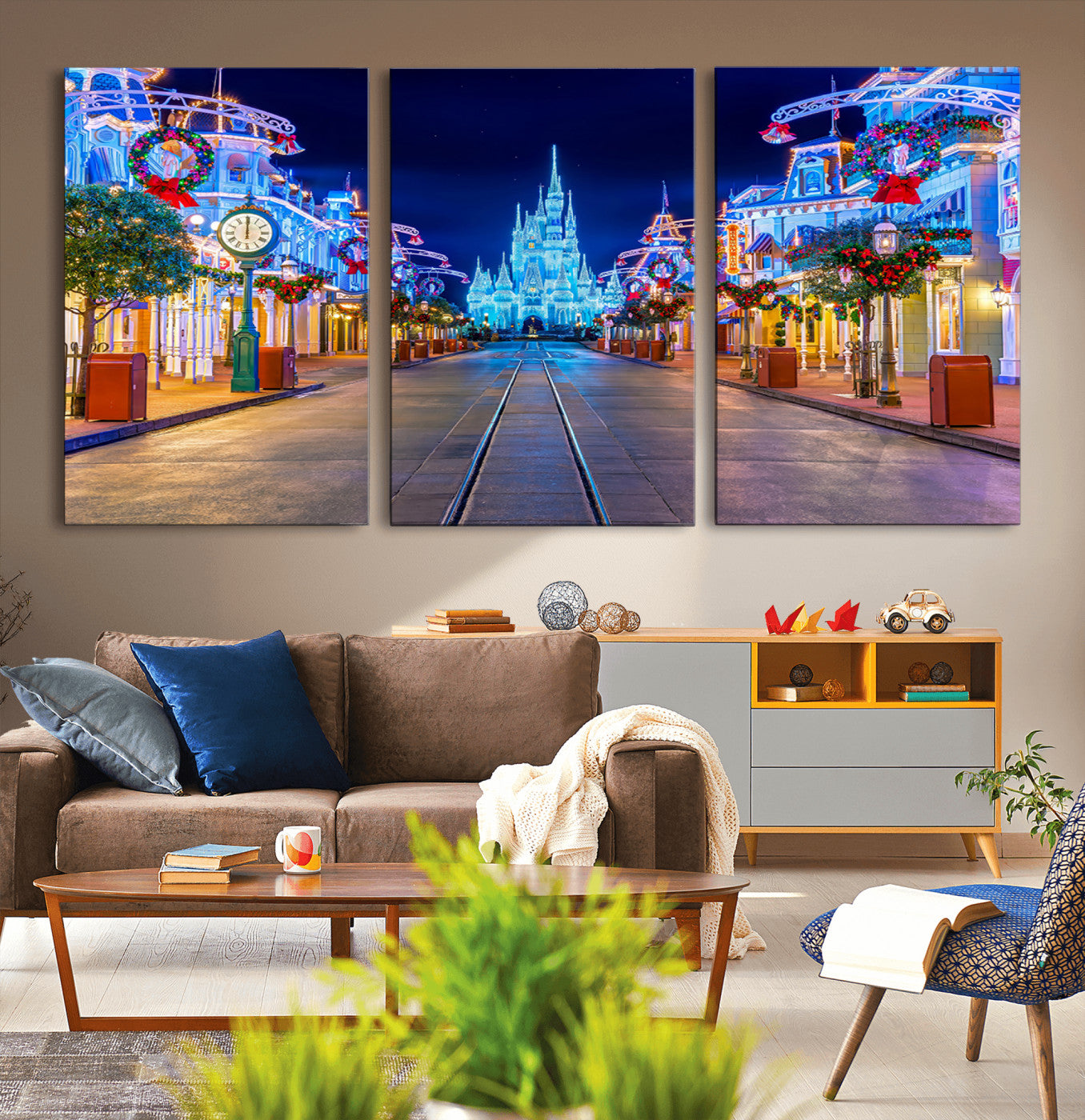 MGV-CV-60X30-3P - Disney Wall Art | Castle Large Wall Art Disney Magic Kingdom Print for Kids Room Decoration | Disney