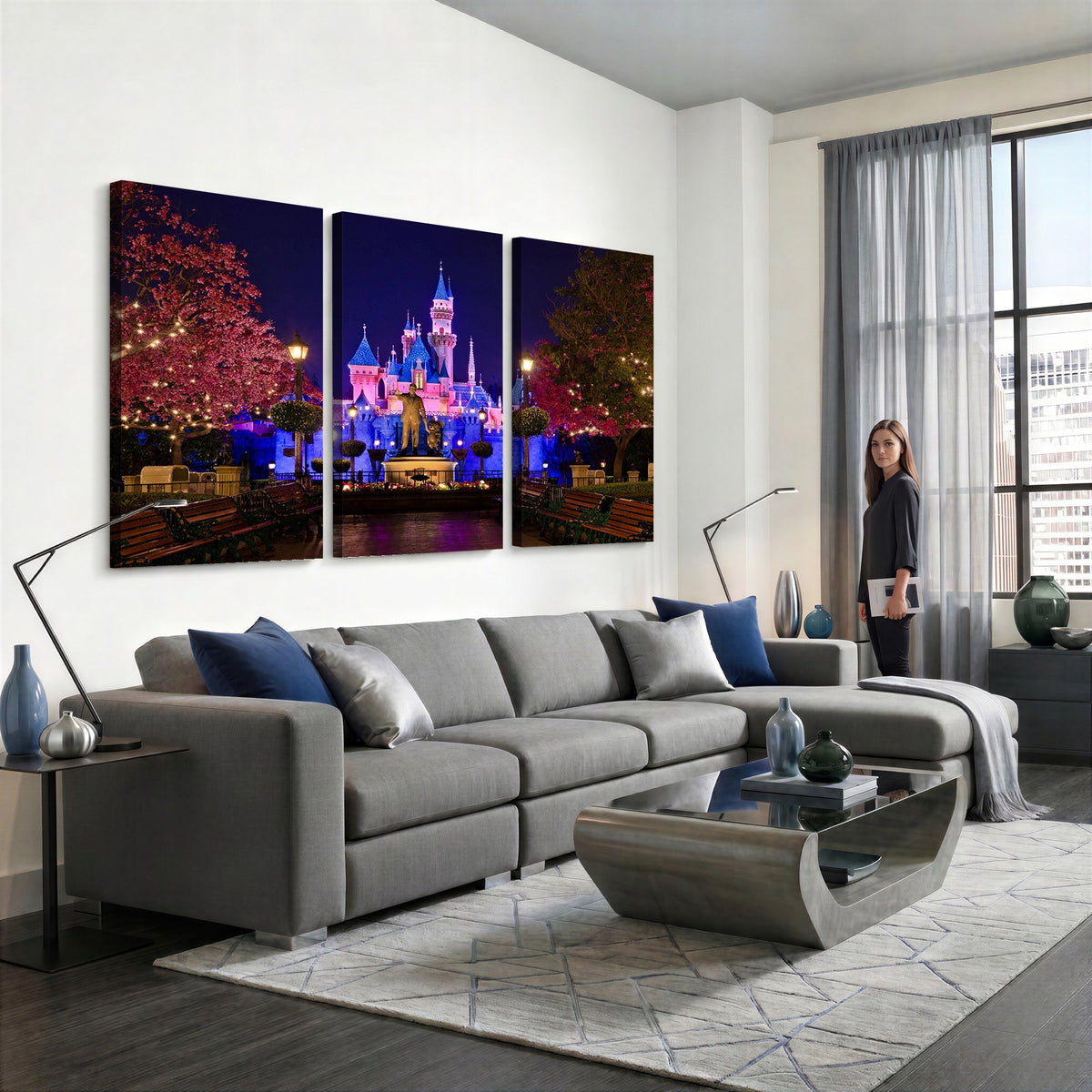 79435-MGV-CV-24X16 - Castle Large Wall Art, Disney Magic Kingdom Kids Room Decor and Christmas Gift