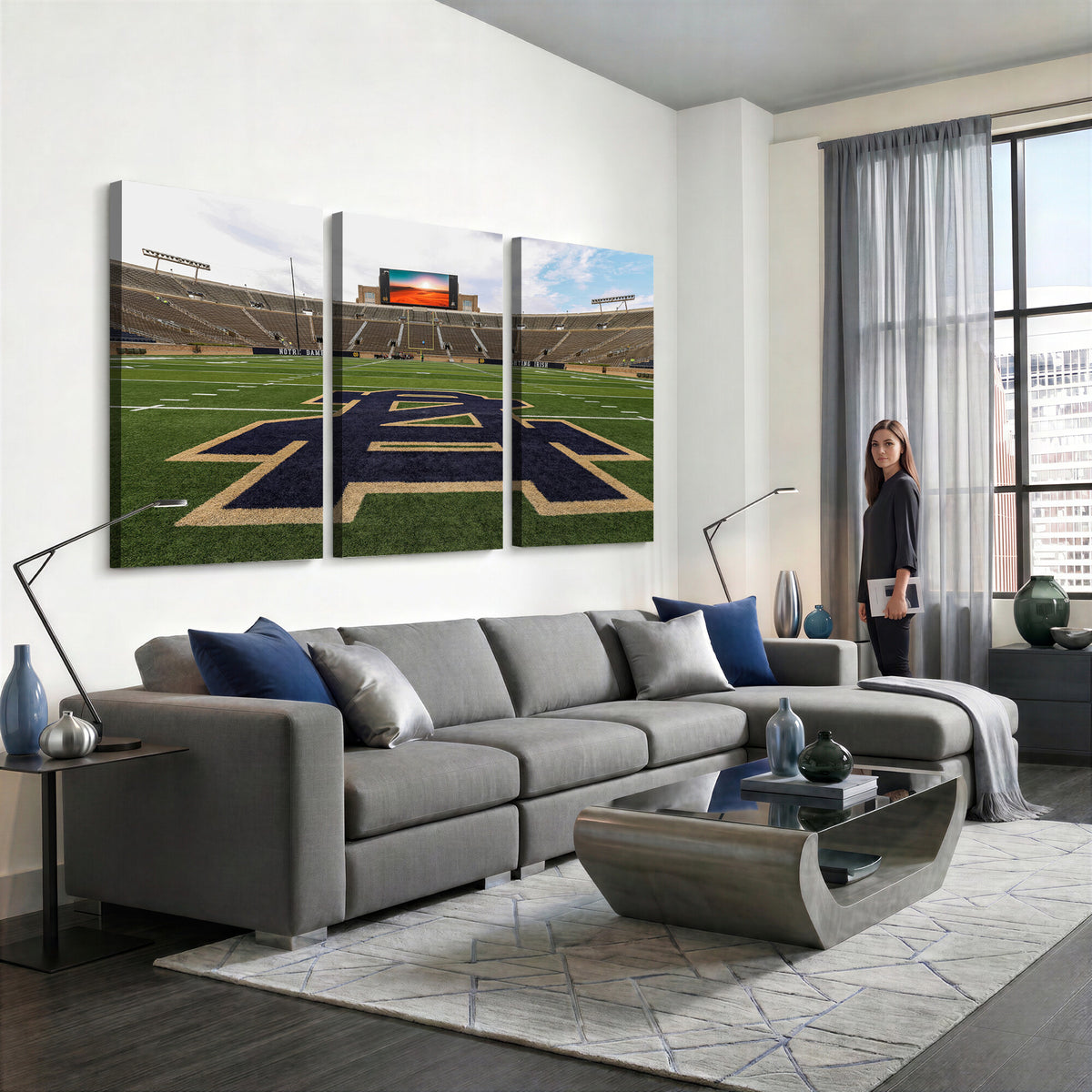 52835-MGV-CV-36X24 - Notre Dame Stadium Giclee Canvas Print | Triptych Wall Art Featuring Iconic Notre Dame Football