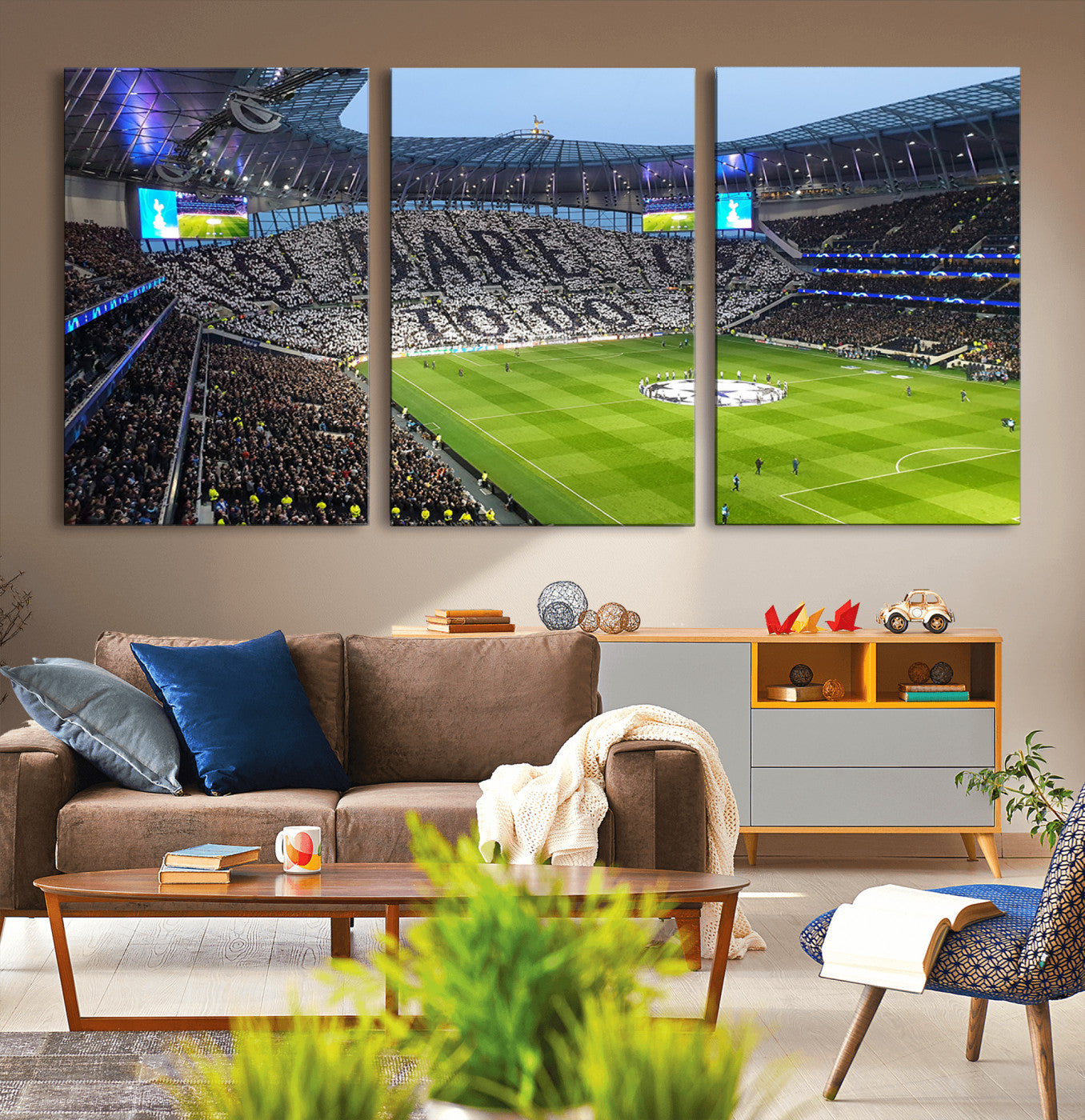 38765-MGV-CV-36X24-Tottenham Hotspur Stadium Canvas Print, Match Day Triple Canvas Wall Art - Premier League Football