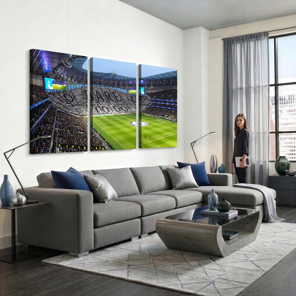38765-MGV-CV-36X24 - Tottenham Hotspur Stadium Canvas Print, Match Day Triple Canvas Wall Art