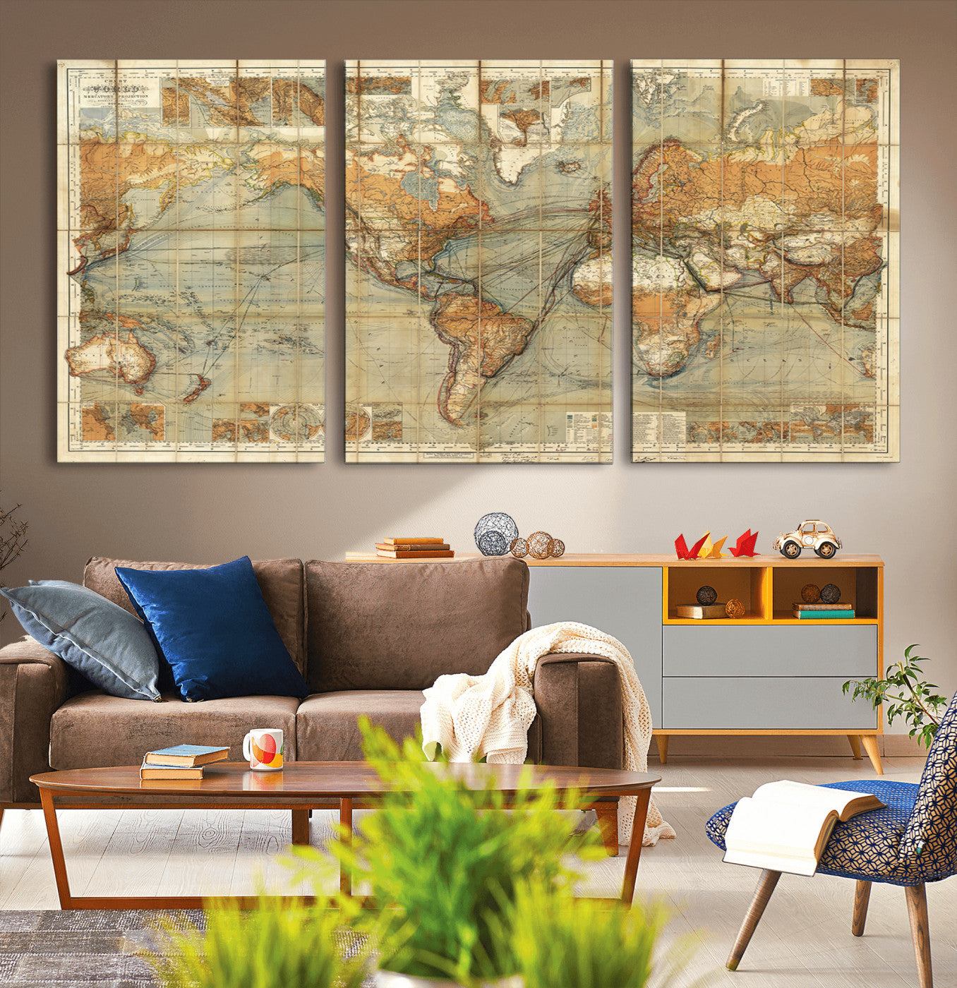 MGV-CV-60X30-3P - Push Pin World Map Canvas Print – Framed Wall Art for Couples to Track Their Travels – Anniversary
