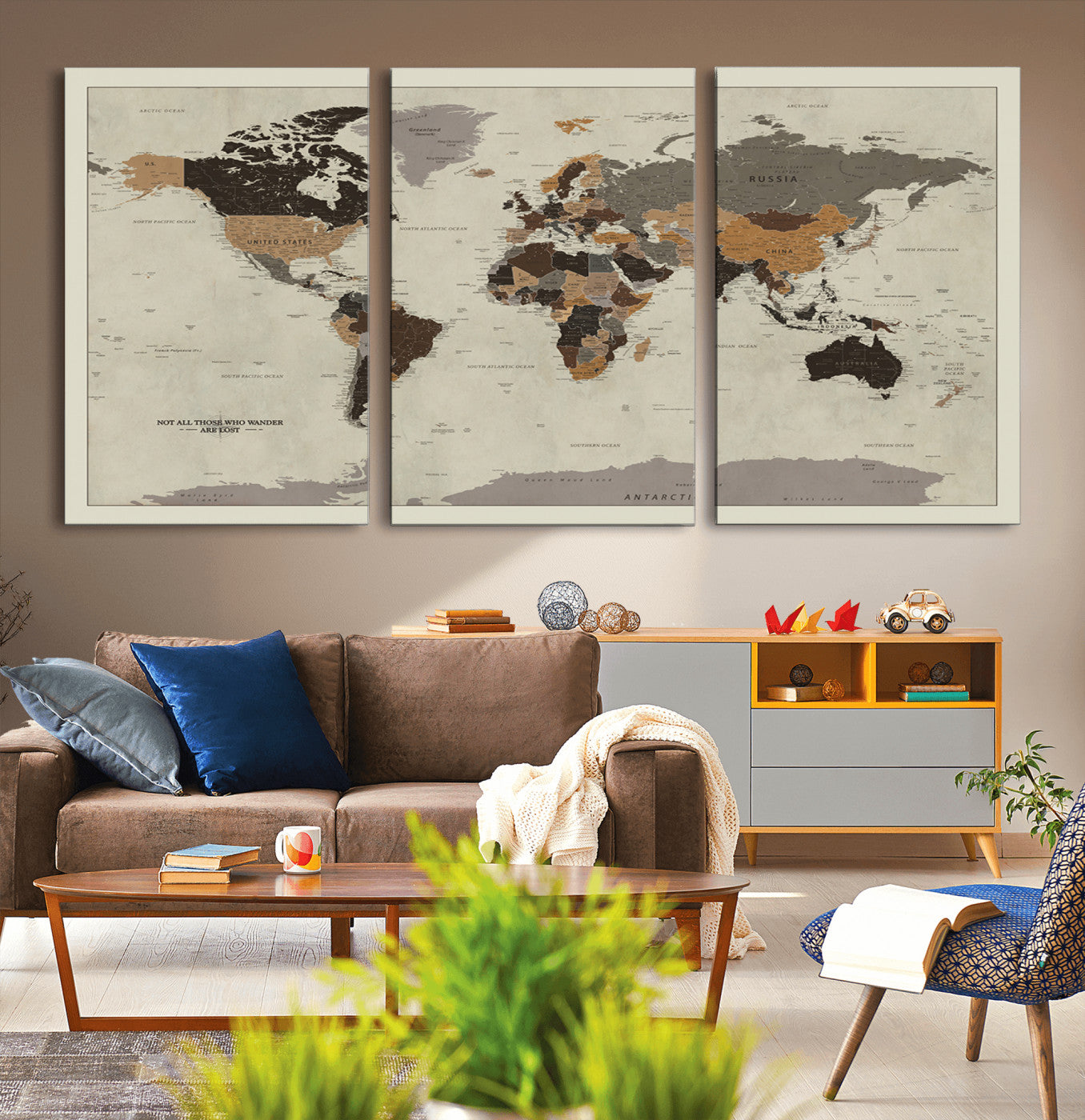 72209-MGV-CV-36X24-Push Pin World Map Canvas Print – Travel Tracker Wall Art for Couples, Perfect Anniversary Gift for Home or Office Decor
